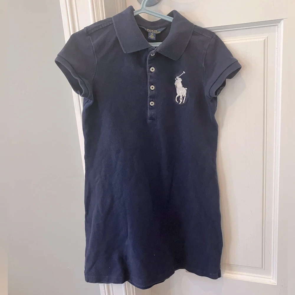 Polo Ralph Lauren Kids S 7Y girls polo dress Navy Blue original big pony logo - Picture 3 of 10
